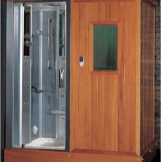 Rectangular shower enclosure with sauna
