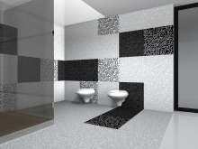 Kakel i badrummet med bara en kakelplatta