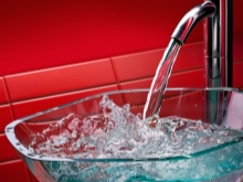 Water in a glass sink