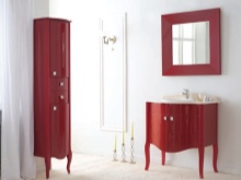 Червени мебели в бяла баня