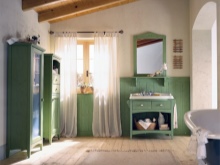 Lauku stila vannas istabas mēbeles