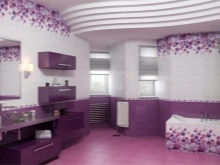 Fehér és lila fürdőszoba