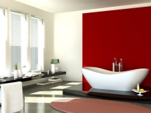 Red accent in the bathroom