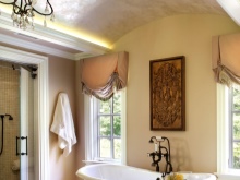 Forged chandelier in the Provencal style bathroom