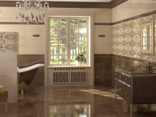 Fürdőszoba design bézs csempékkel