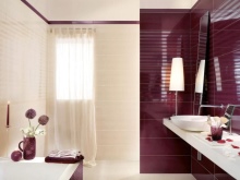 Červená a béžová koupelna