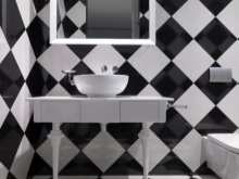 Laatat porrastetulla kuviolla - valkoinen ja musta.