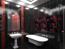 Graphic reproduction of a black bathroom