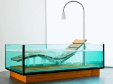 Vasca da bagno rettangolare in vetro