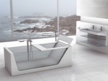 Vasca da bagno in vetro dipinto all'interno