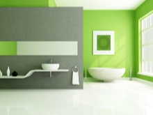 Licht groen en grijs voor badkamer interieur.