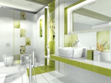 Wit en groene badkamer