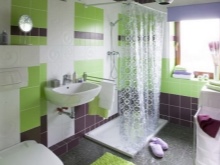 Badkamer - lichtgroen, wit en paars