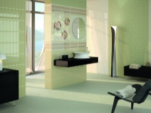 Subtiele sla badkamer met rozen op tegels