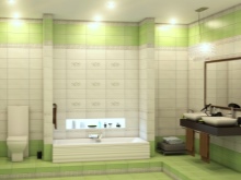 Beige en groene badkamer