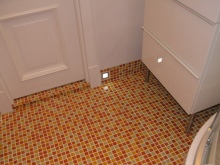 Mosaic tile bathroom threshold