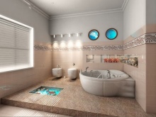 Svetla kopalnica z morsko temo