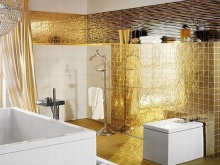 Guld Guld Badrum Mosaik Spegel