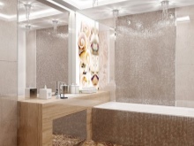 Spotbelysning för en mosaik i en badrumsspegel