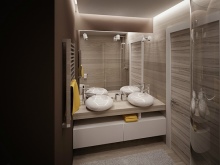 Utrustning av badrumsinredning med diskbänkar av konstgjord sten