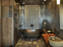 Conception d'une salle de bains assortie de lavabos en pierre naturelle