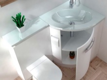 Ъглови шкафове с умивалник за баня