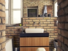 Pareti del bagno del loft completamente murate