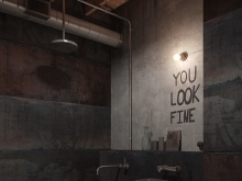 Bagno in loft - pareti di metallo