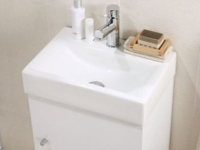 Wastafel voor wandmontage in wit, breedte 40cm met sokkel