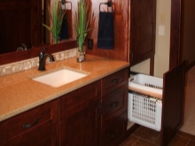 Bathroom furniture - cabinet with basin and cabinet with laundry basket