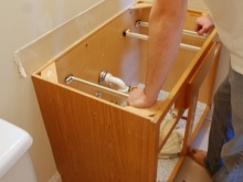 Creating a cabinet under the sink in the bathroom