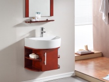 Litet väggskåp under trä 40cm med tvättställ för badrummet