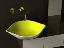 Citronformet bordvask i gul og hvid