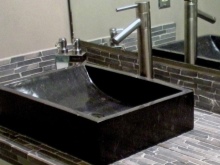 Rektangulær sort marmorvask til badeværelset