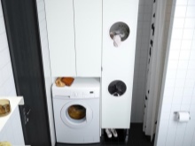 Λευκό ντουλάπι MDF για πλυντήριο ρούχων στο μπάνιο