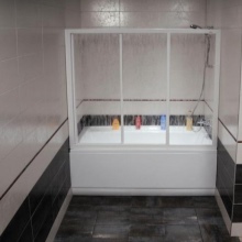 Parois de salle de bains coulissantes en deux parties