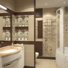 Rudai smėlio spalvos vonios kambarys