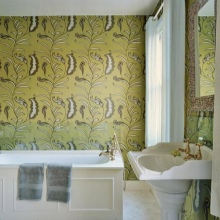 Kylpyhuoneen edessä värillinen tapetti