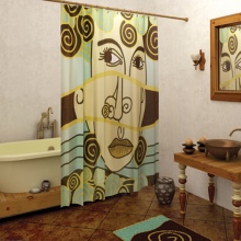 Grand motif sur un rideau de salle de bains en tissu