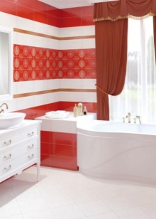 Red and white bathroom