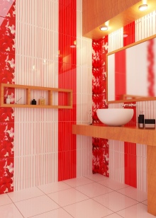 Tiles for a red and white bathroom