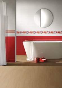 Red and white bathroom