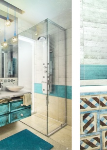 Λευκό μπάνιο με τυρκουάζ προφορά