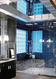 Mörka spegelplattor för badrummet