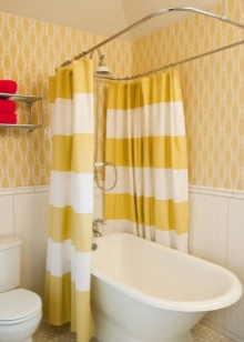 Rideaux de salle de bains en tissu bicolore blanc et jaune