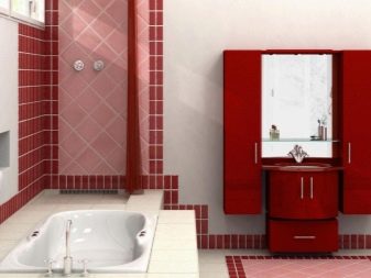 赤いバスルーム家具