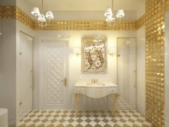 Kuldsed plaatriibud vannitoas