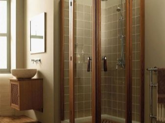 Stylish shower enclosure in wooden house