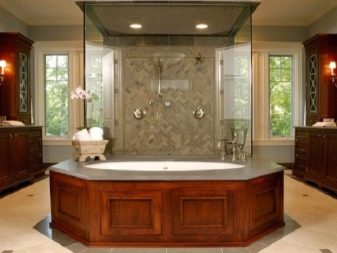 Shower enclosure in wooden house
