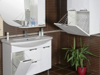 Умивалник с шкаф и вграден кош за пране в банята 